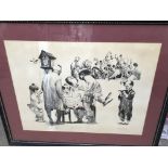 A framed and glazed lithograph titled 'The Arena'