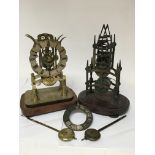 Two single fussee brass skeleton clocks, for resto