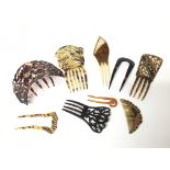 A collection of 9 Edwardian hair combs