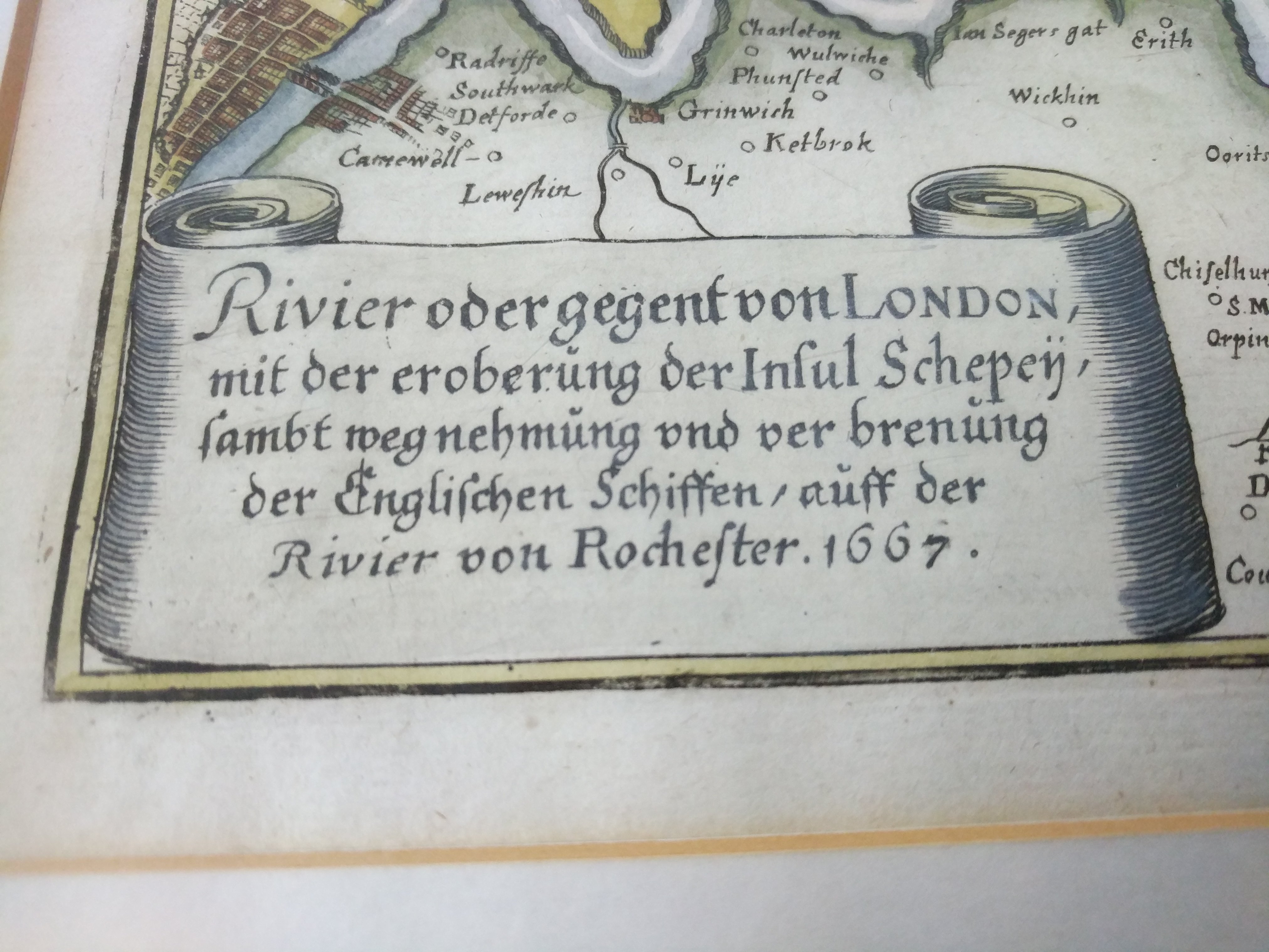 A framed map of the "River Von Rochester" dated 1667 and one other map of Essex that is undated. - Bild 2 aus 3