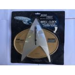 A carded Star Trek Next Generation Wall clock with permanent Star date readout