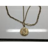 A 9ct Gold St Christopher pendent with attached 9ct Gold chain and a 9ct Gold bracelet (2)