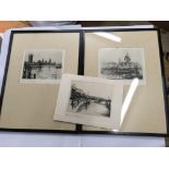 A pair of framed London engravings together with one unframed.