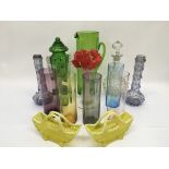 A collection of glassware including a lemonade set, vases etc.