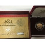 A 2002 gold proof half sovereign in celebration of