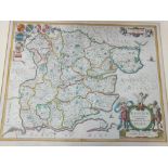 A framed map of Essex titled "Essex Description" from the late 17th or 18th century.