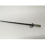 A French M1886 bayonet for use with the 8mm Lebel rifle. This bayonet has a locking mechanism for