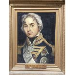 A gilt framed oil on canvas portrait of Nelson after Lemuel Francis Abbot, unsigned and