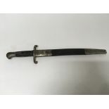 An unusual WW2 era bayonet with Signs of German design and British markings, including a scabbard