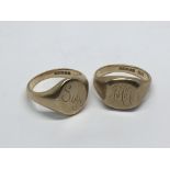 Two Gents 9ct gold signet ring weight approximatel