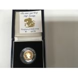 A 1990 gold proof half sovereign in a fitted box w