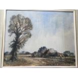 A framed oil painting on board by John Tornton, dipicting a an Essex rural view, 50x40cm