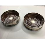 A pair of 925 silver wine coasters. Diameter approx 13cm