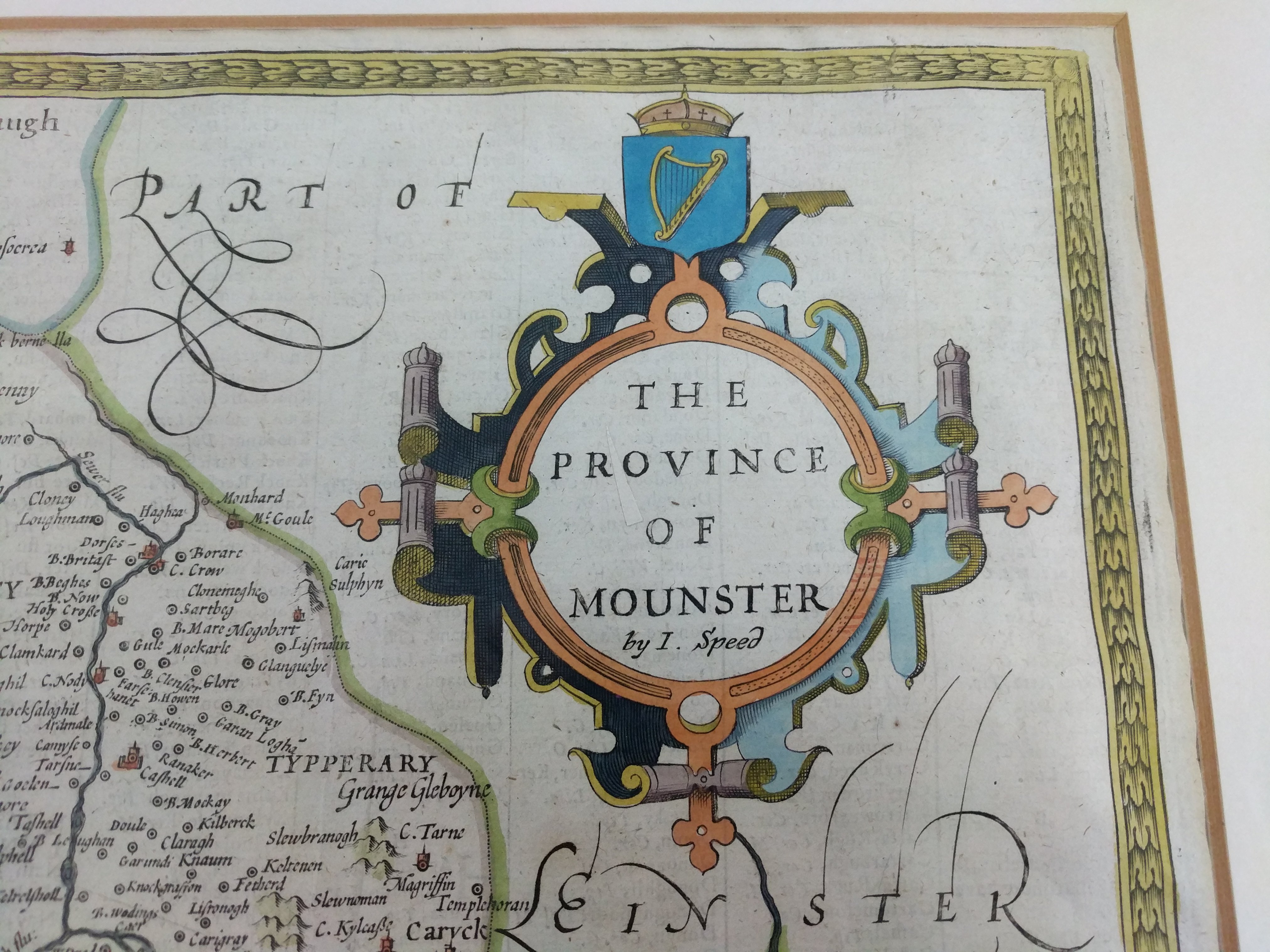 A framed original 18th century which has been hand tinted showing the Province of Mounster in - Bild 2 aus 3