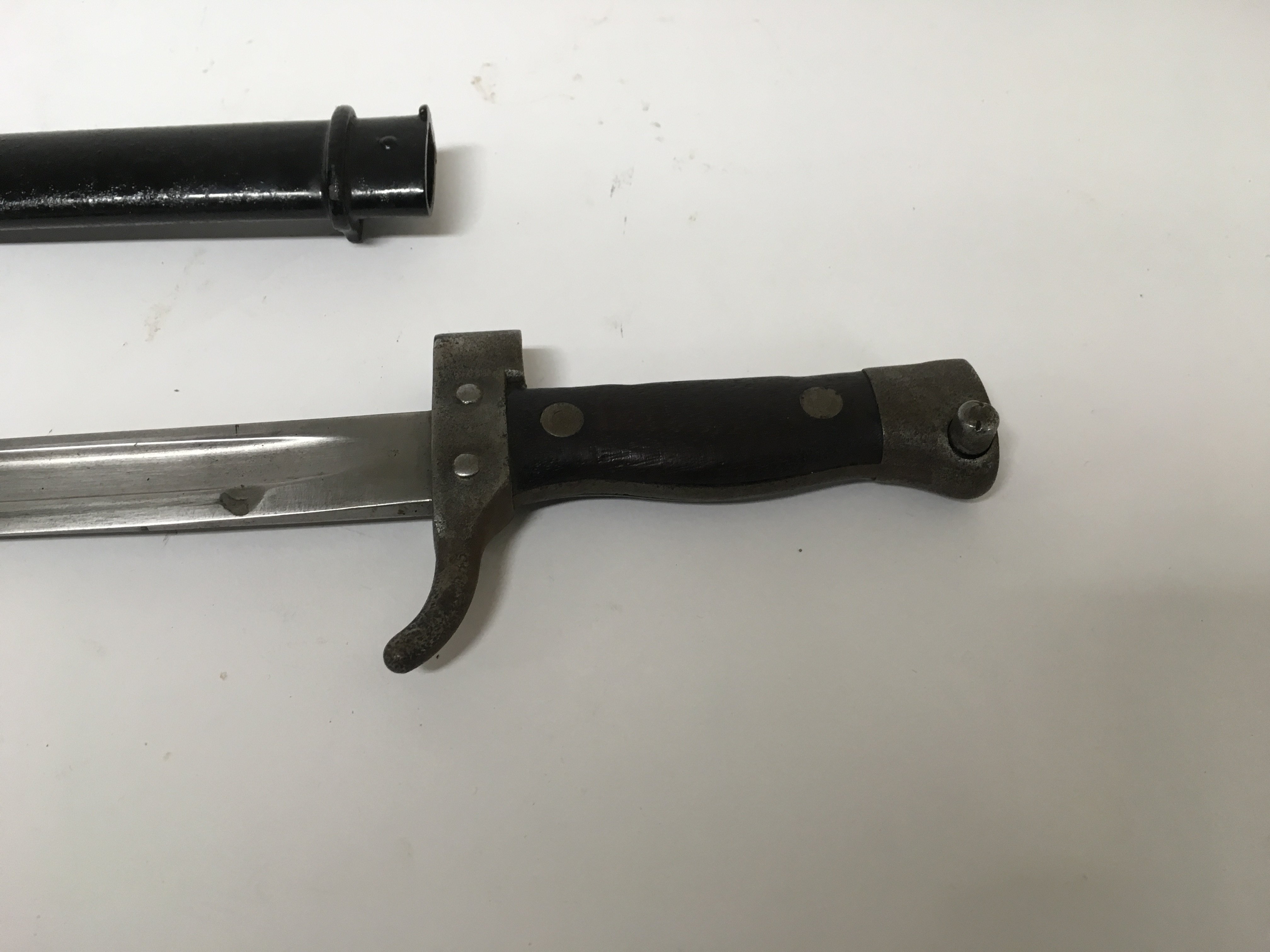 A French WW1 M1892 pattern bayonet they has been modified with the metal scabbard. - Image 2 of 2