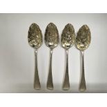A set of silver table spoons London hallmarks later worked