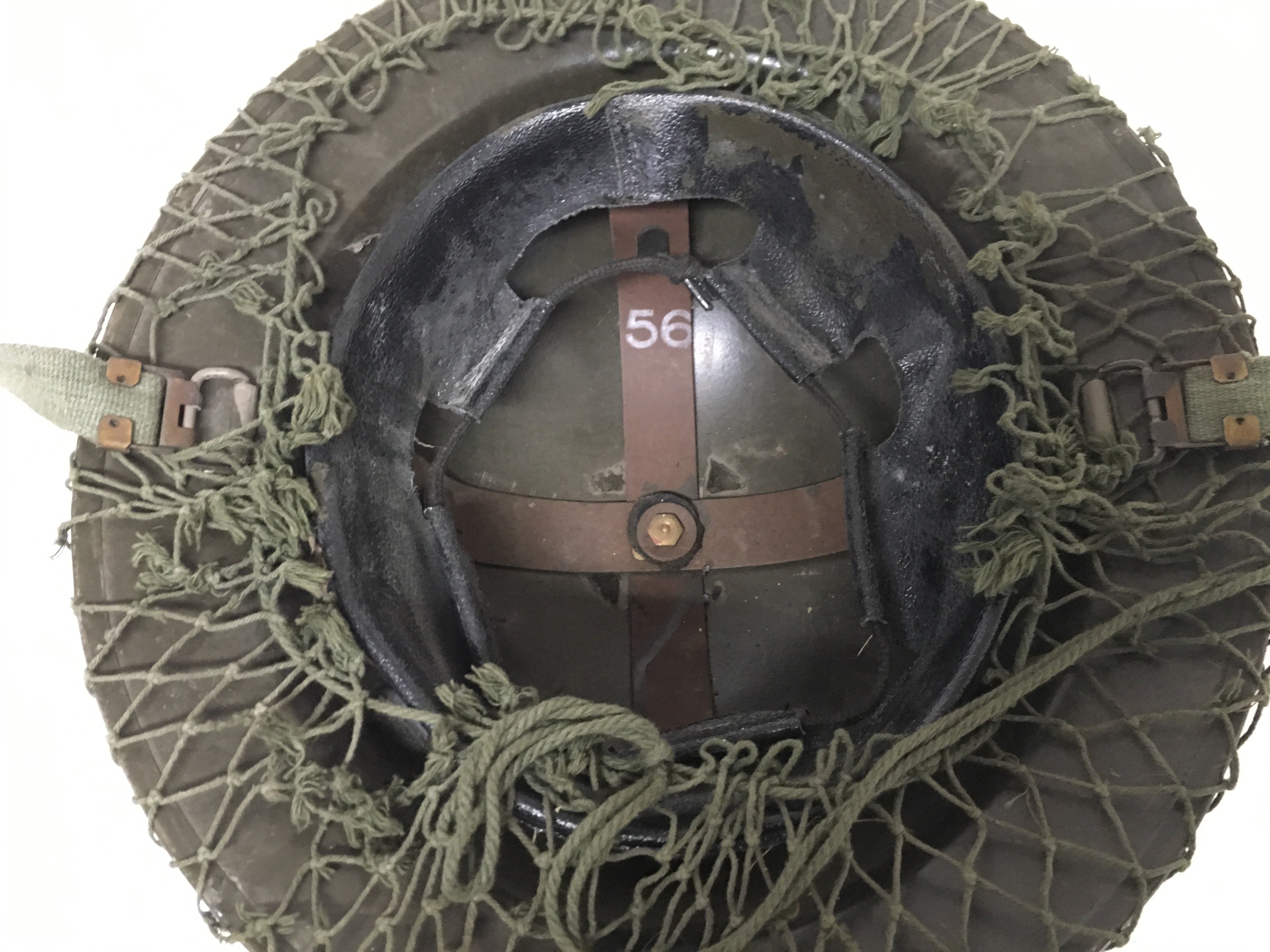 A British WW2 "Brodie" helmet with a quick release chin strap, original helmet liner and - Image 3 of 3