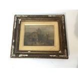 A speculative gilt framed picture of a medieval bu