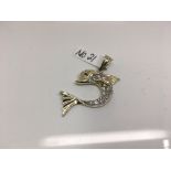A 9ct gold stone set dolphin pendant. Weight approx 5.60g