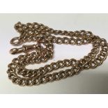 A vintage rose gold watch chain, weight 30g approximately.