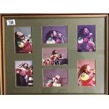 A framed a glazed collection of seven original bob Marley photographs In concert