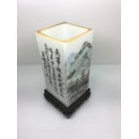 A small Chinese Republic vase, of rectangular shap