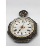 A lady’s silver and enamel pocket watch