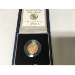 A 1997 gold proof half sovereign in a fitted box w