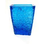 A modern blue Whitefriars type vase 19cm