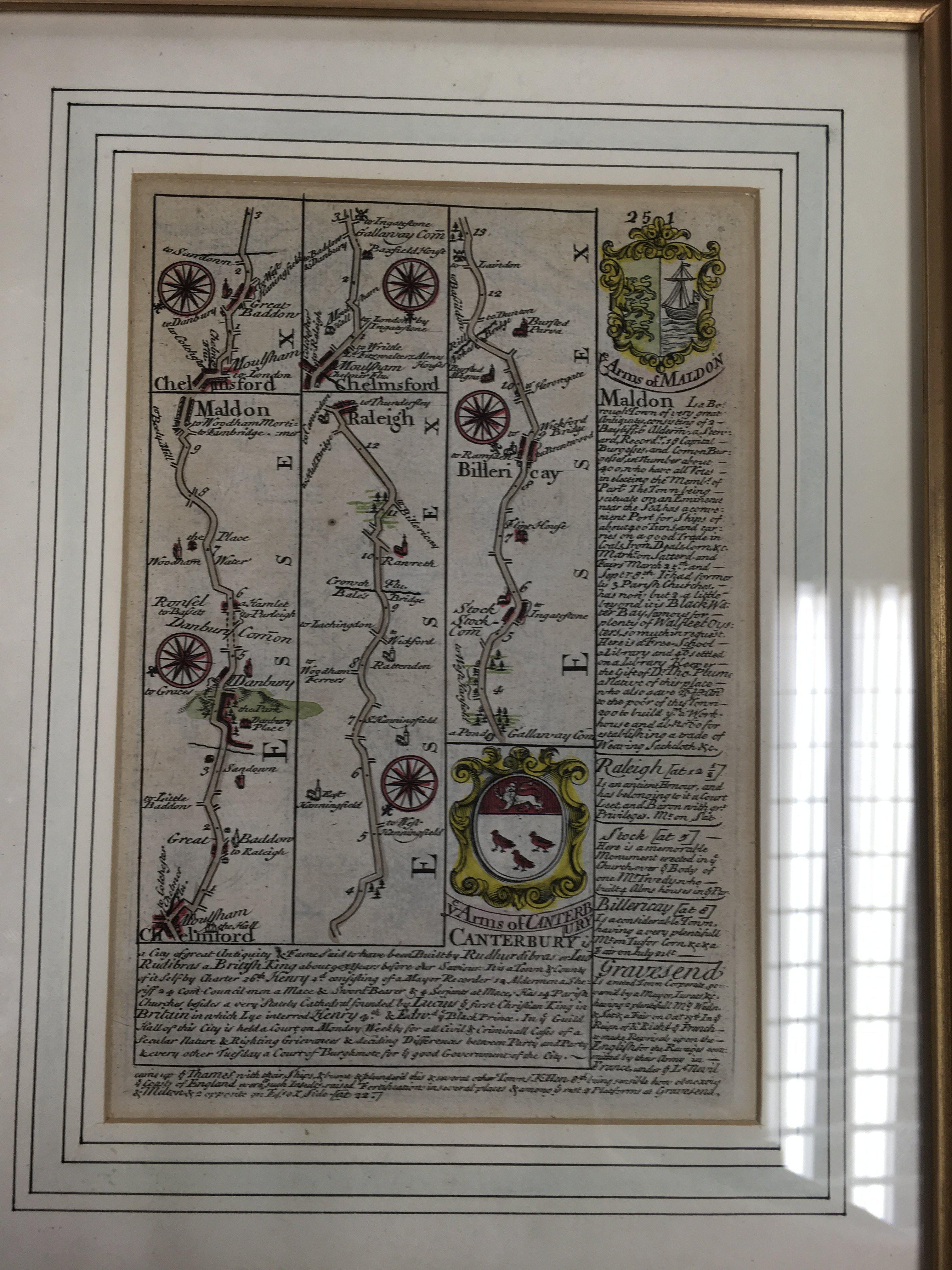 A 1741 Essex map, an Essex & Chelmsford arms of Maldon map, a numbered grid 18th Century map and one - Bild 2 aus 4