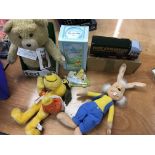 A boxed talking 'Ted' bear, a talking Dylan doll, a Hong Kong Phooey doll, a Winnie The Pooh boxed