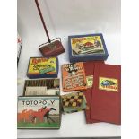 A collection of games including Chinese chequers, keyword, Bayko building set, totopoly etc together