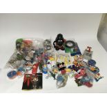 A collection of promotional toys including McDonal