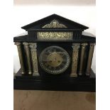 A victorian slate Mantel clock of classical style and a Victorian slate case