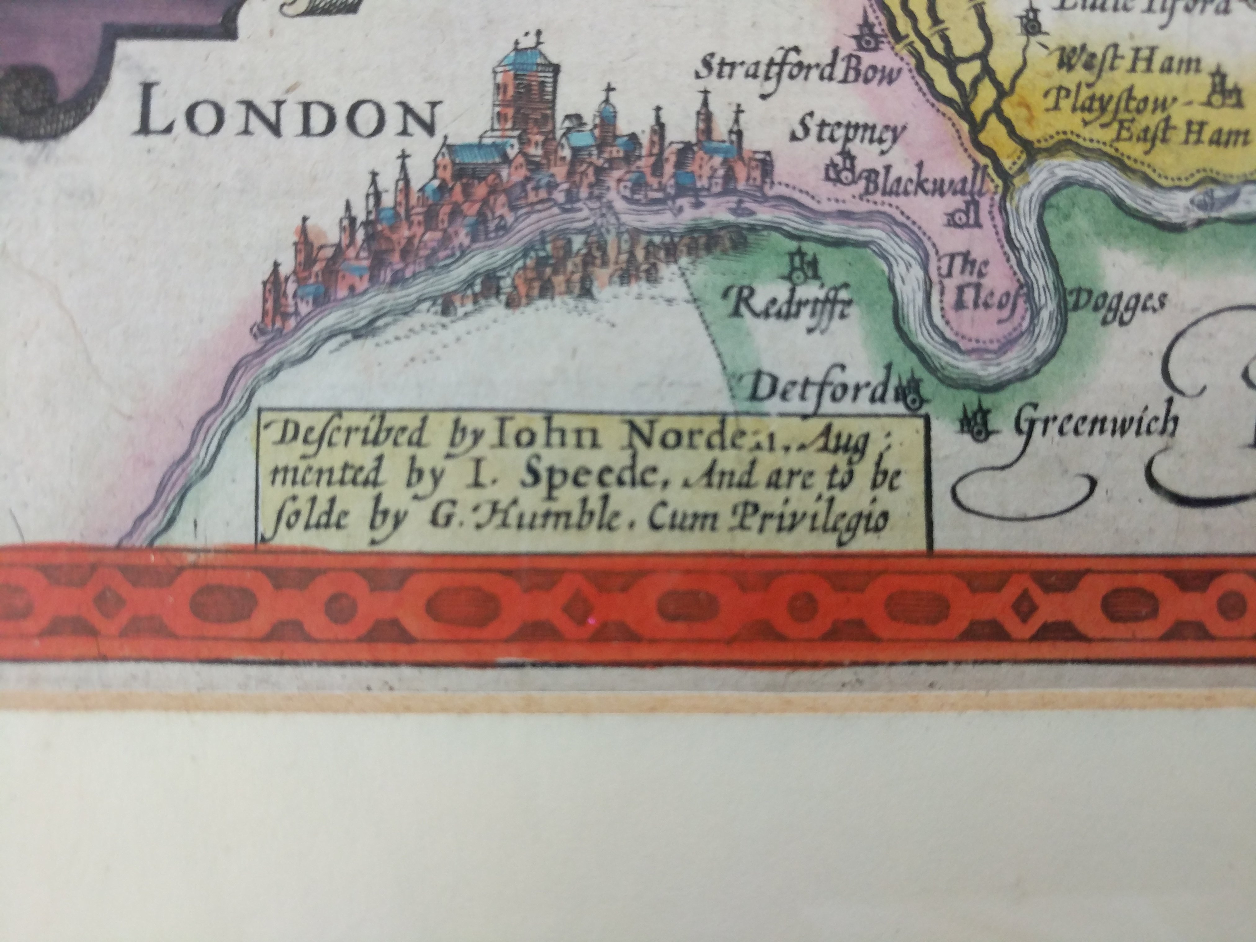 A 17th Century map of Essex with a street map of Colchester and crests of the Earp's of Essex by - Bild 2 aus 2