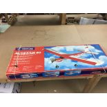 A boxed Avistar 40 wooden radio controlled aircraft by Thunder Tiger , the model is unmade but has a