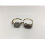 Two 9ct gold rings; one set with three amethyst. Weight approx 6g Size approx O & R