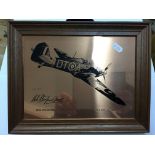 Three unusual copper plaques depicting Spitfires and a Hurricane by Robert Taylor inscribed Bob