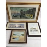 Six framed 20th century pictures by known artists including T Moore.