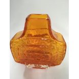 An orange glass Whitefriars banjo vase