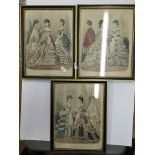 A collection of 5 Victorian ladies hand coloured fashion prints.