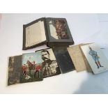 A postcard album containing postcards from WW1.