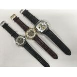 Three gents automatic skeleton watches including R