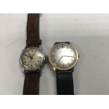 Two vintage wrist watches with applied leather str