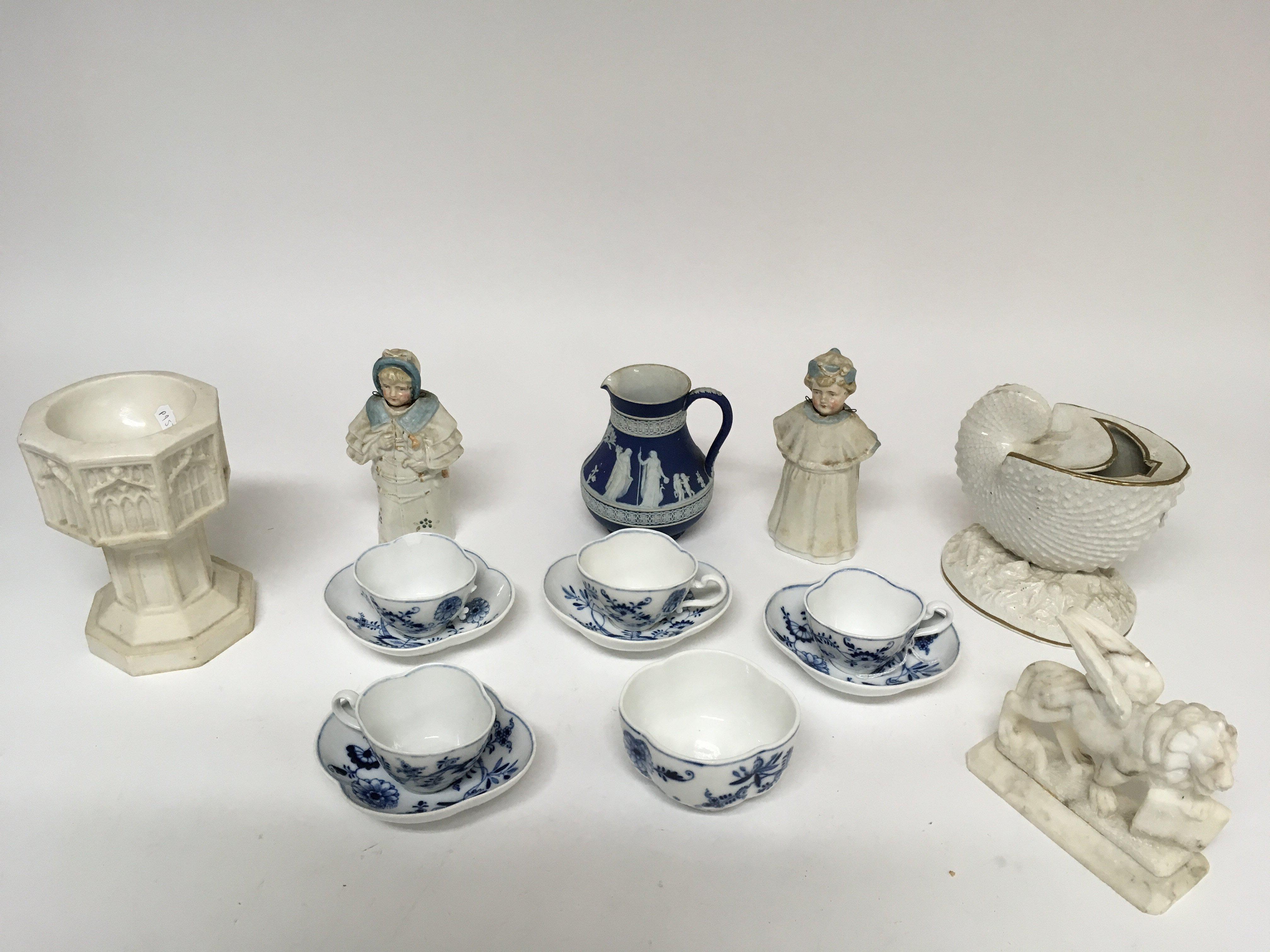 A small group of ceramics including Meissen printe