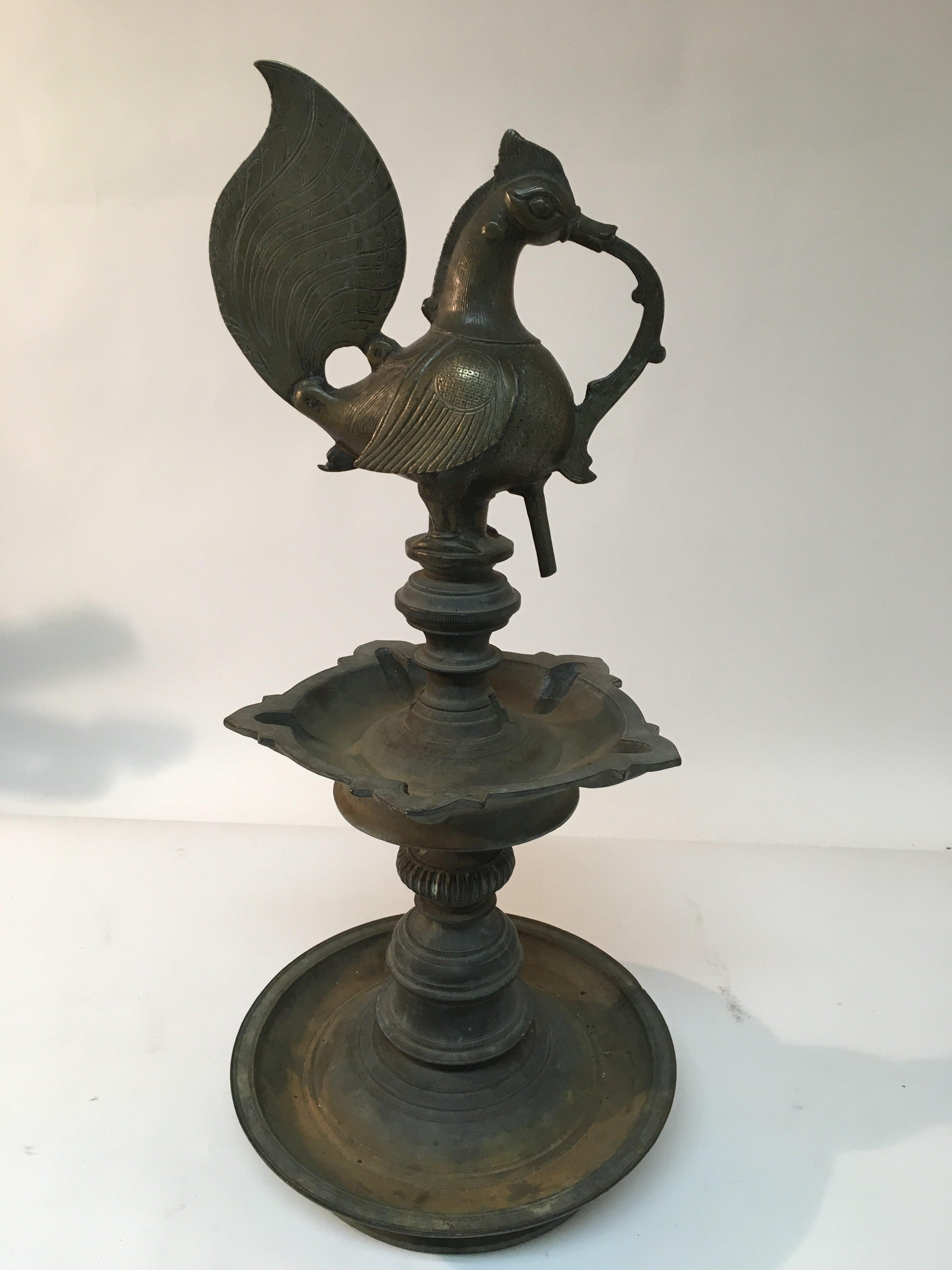 A 19th Century Hindu oil lamp, approx height 55cm. - Image 2 of 2