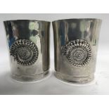 Two London HM silver cups marked JB possibly for J