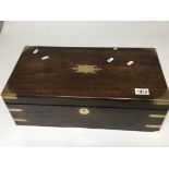 A Victorian Rosewood campaign type stationary box
