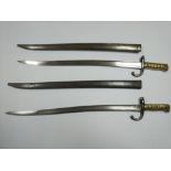 Two French M1866 bayonets with brass grips and met