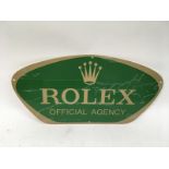 A metal Rolex watch advertising sign.Approx 18x9 i